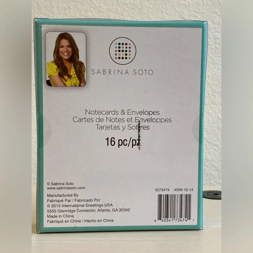 New in Box Sabrina Soto Chartreuse “A” Notecards Set